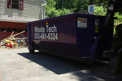 Household clean-out dumpster rental project in Bethany, CT